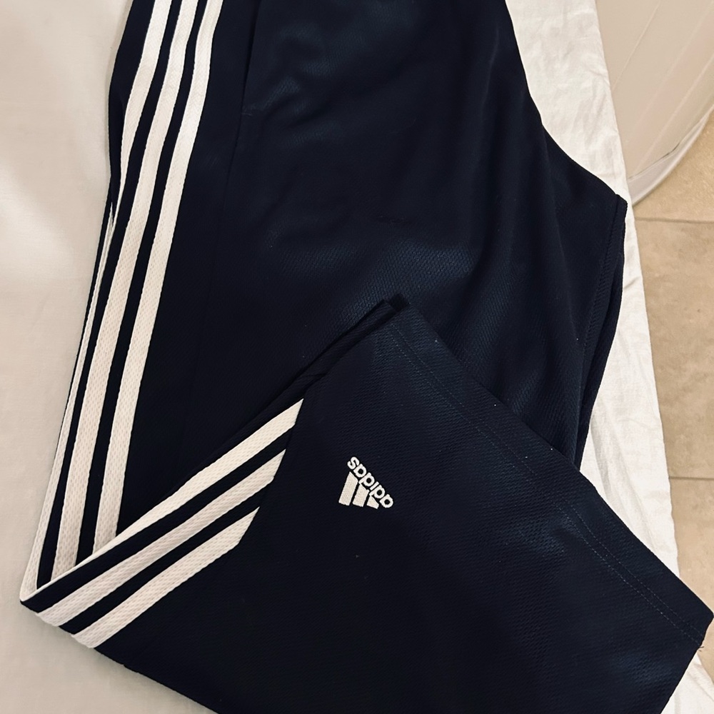 NWT Adidas Legend Ink Navy Blue 3-Stripe Cropped Track Pants Relaxed Fit Large